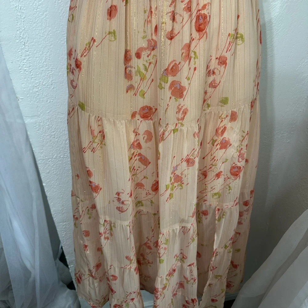 PAIGE KALANI FLORAL maxi Orange AFTERGLOW DRESS size XS - Picture 5 of 8